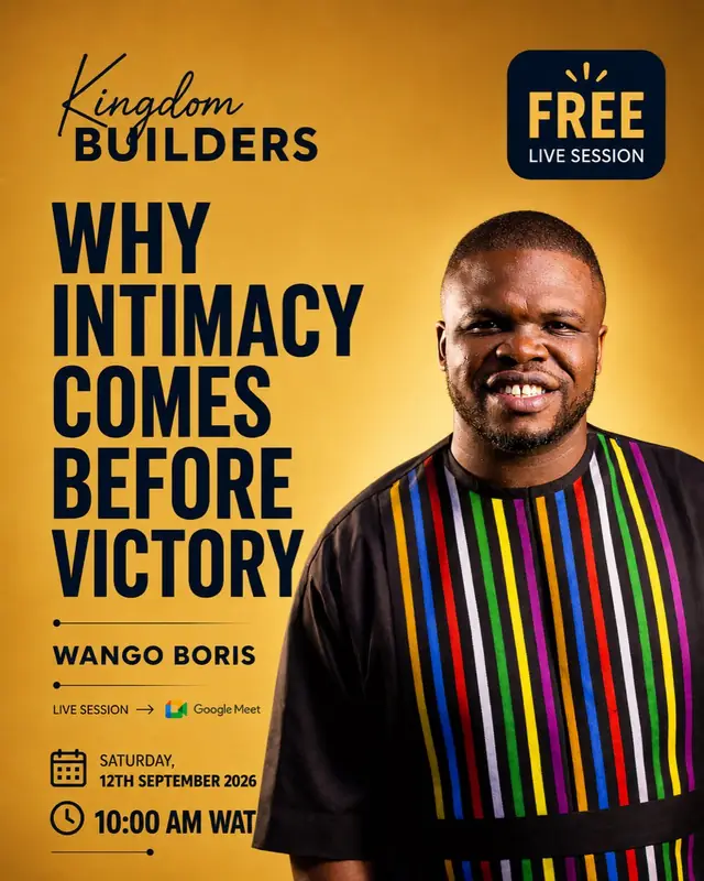 Why intimacy comes before victory — free live session, Saturday 12 September 2026, 10am WAT