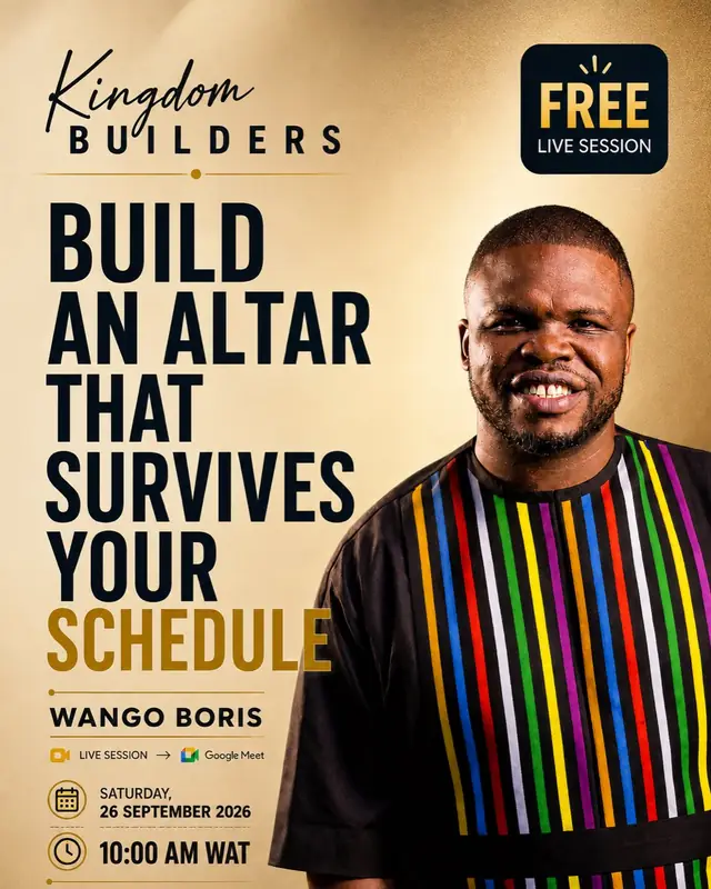 Build an altar that survives your schedule — free live session, Saturday 26 September 2026, 10am WAT