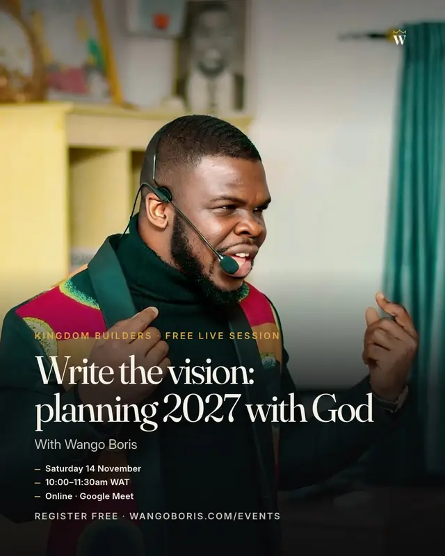 Write the vision: planning 2027 with God — free live session, Saturday 14 November 2026, 10am WAT