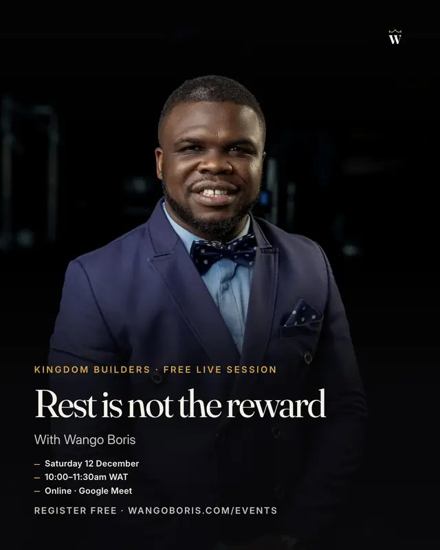 Rest is not the reward — free live session, Saturday 12 December 2026, 10am WAT