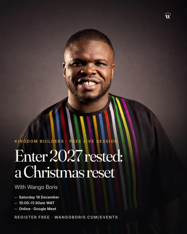 Enter 2027 rested: a Christmas reset — free live session, Saturday 19 December 2026, 10am WAT